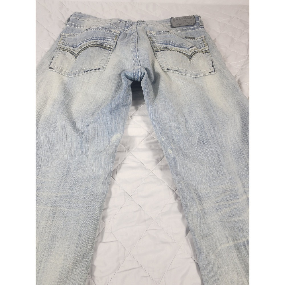 Salvage Jeans Mens 34x28 Mayhem Straight Regular Fit Whiskers Faded Denim 34S - Picture 4 of 15